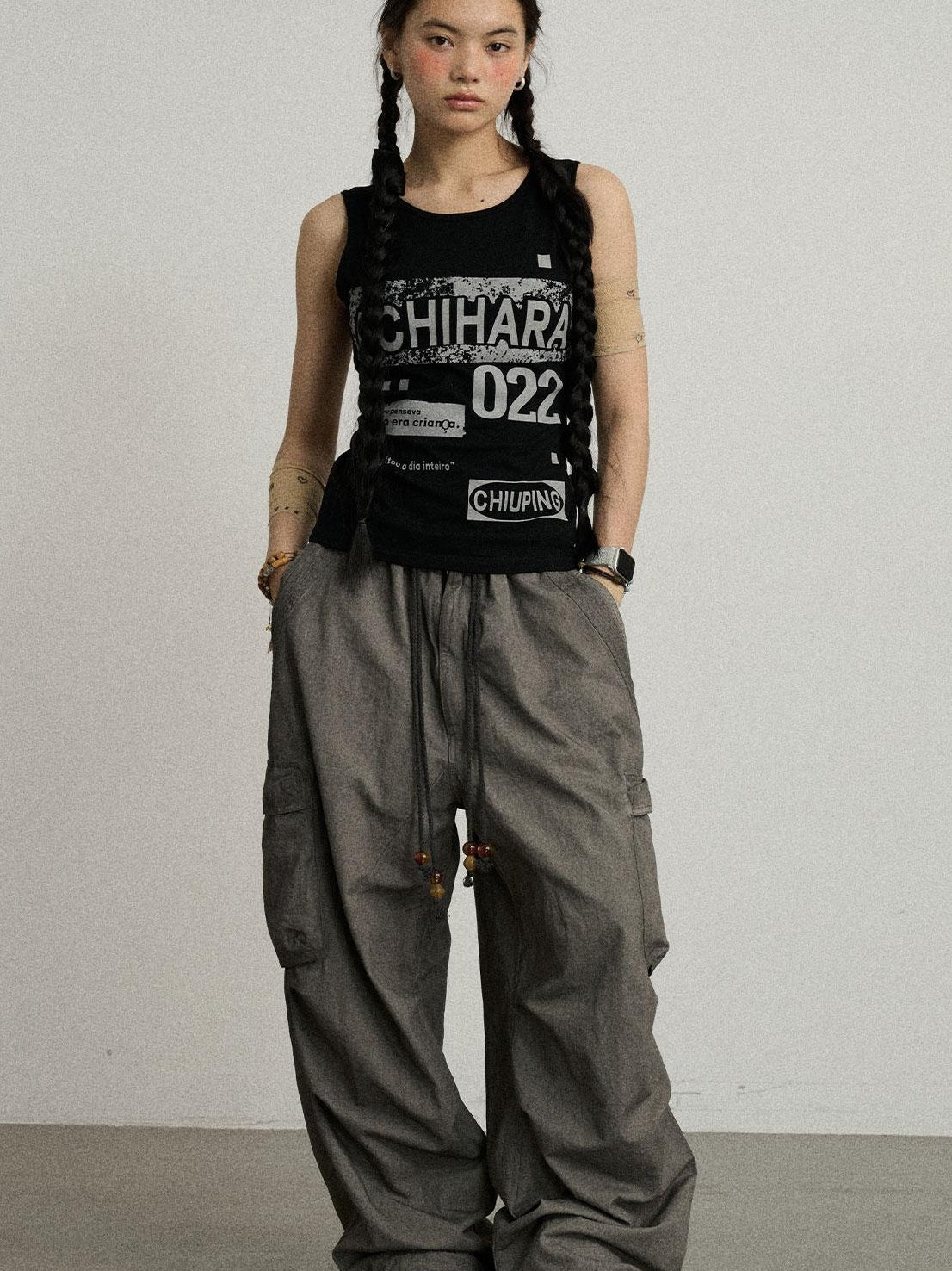 Achihara Summer Womens Lightweight Cotton Blurred Trousers Pants