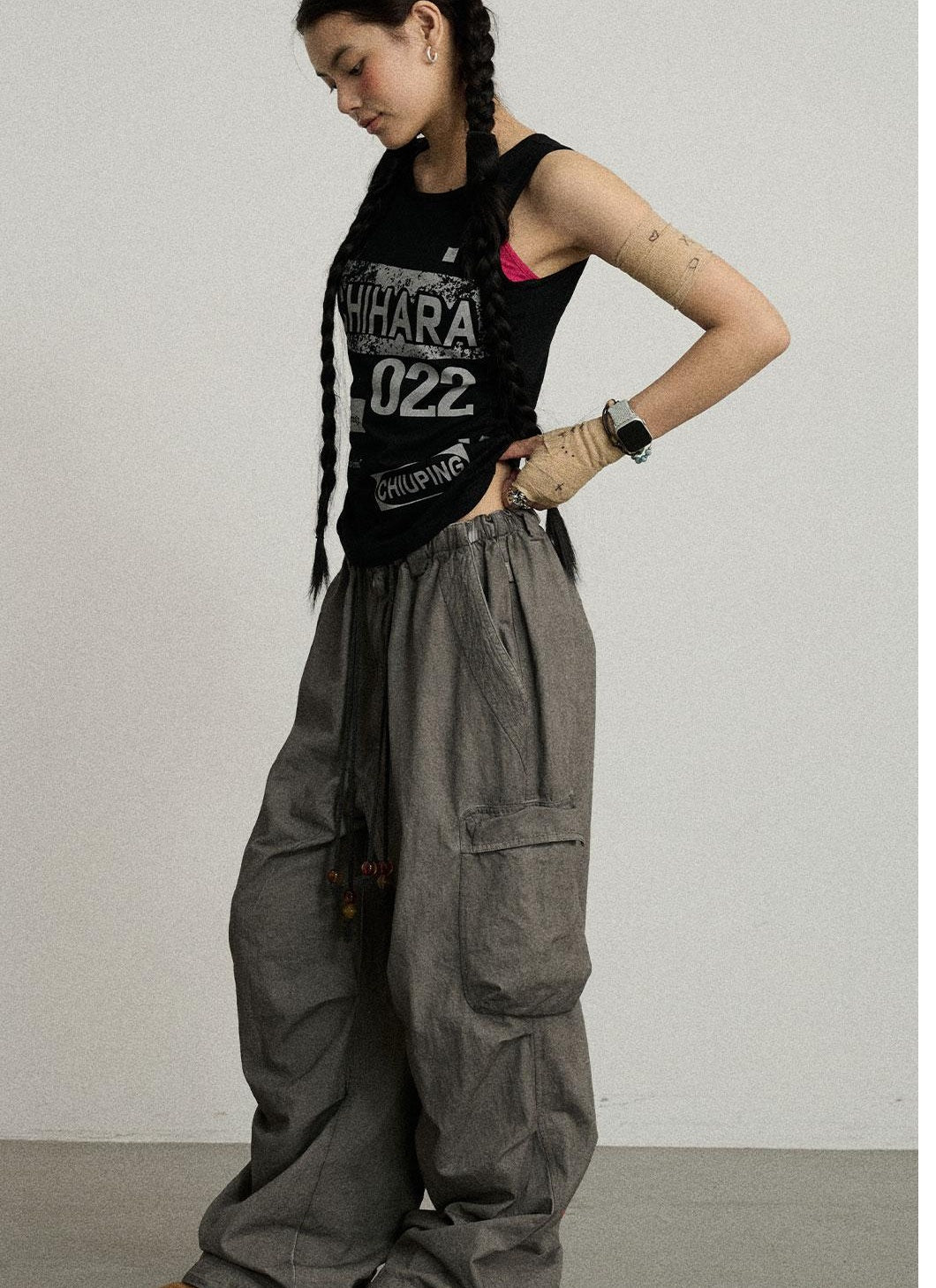 Achihara Summer Womens Lightweight Cotton Blurred Trousers Pants