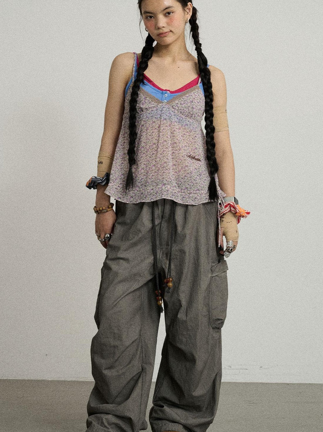 Achihara Summer Womens Lightweight Cotton Blurred Trousers Pants