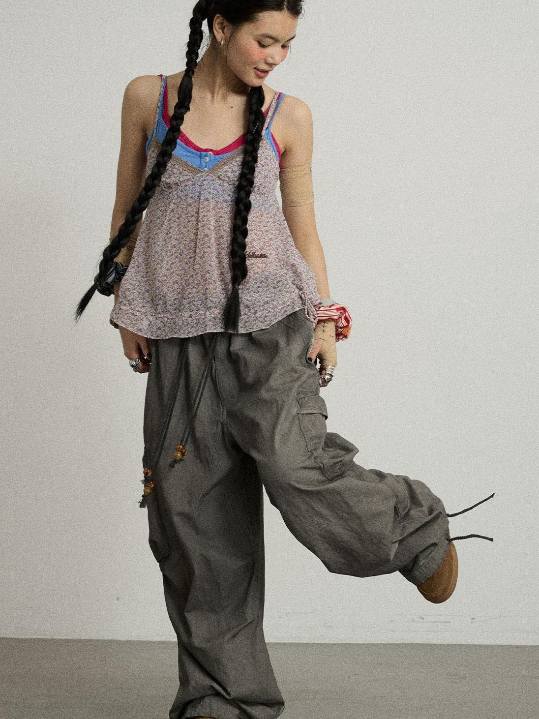 Achihara Summer Womens Lightweight Cotton Blurred Trousers Pants