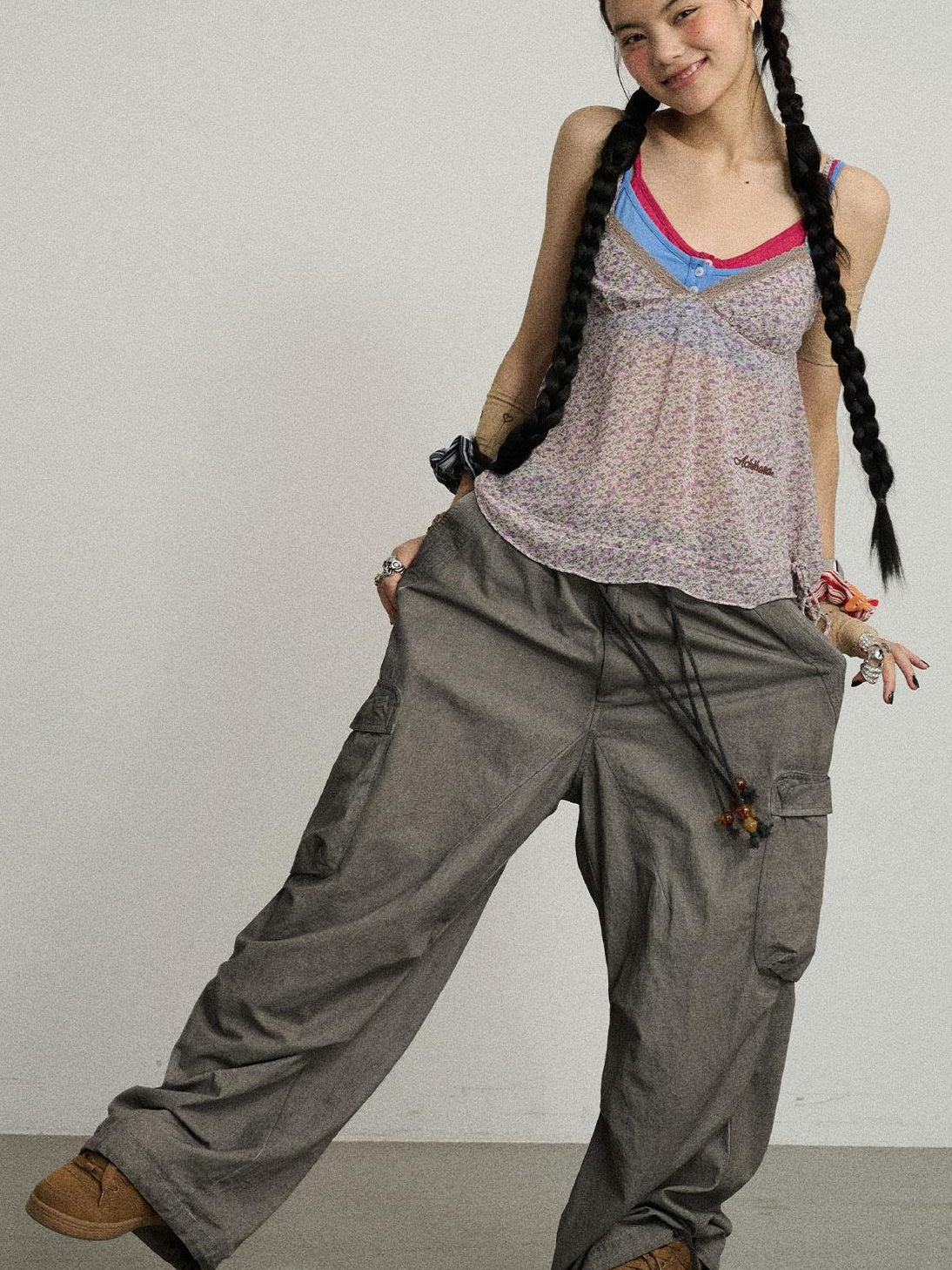 Achihara Summer Womens Lightweight Cotton Blurred Trousers Pants