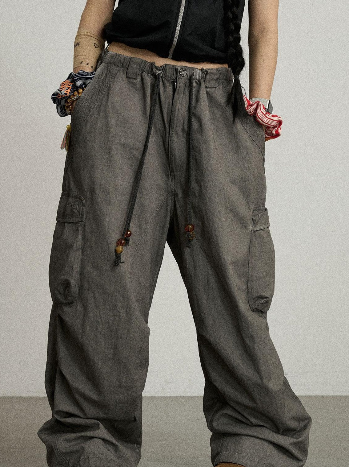 Achihara Summer Womens Lightweight Cotton Blurred Trousers Pants