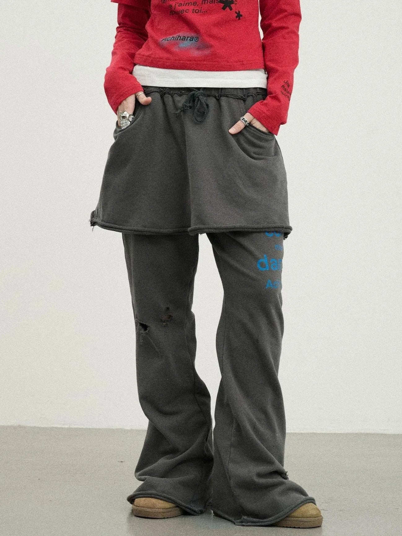 Sunday Park French Print Flared Pants