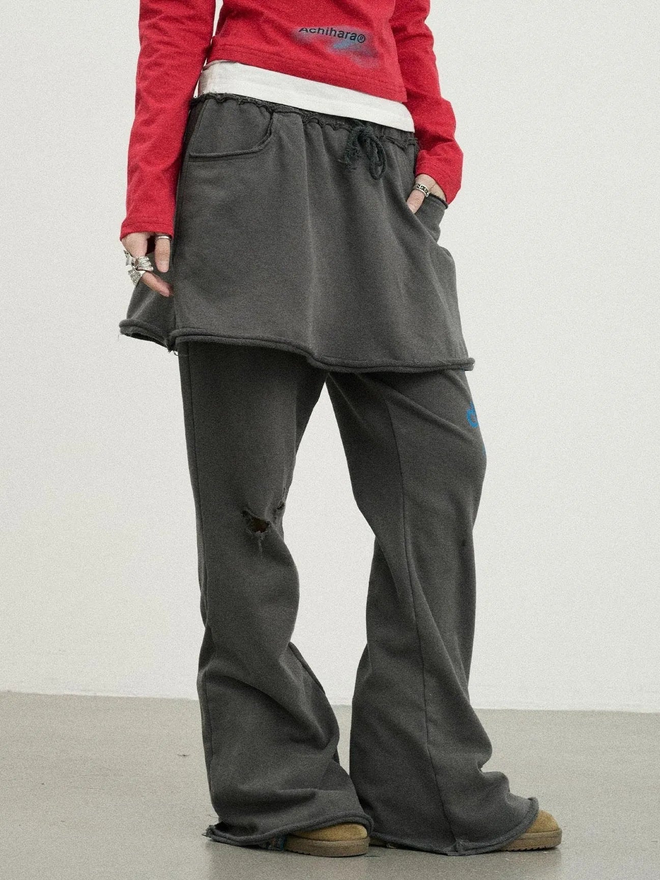 Sunday Park French Print Flared Pants