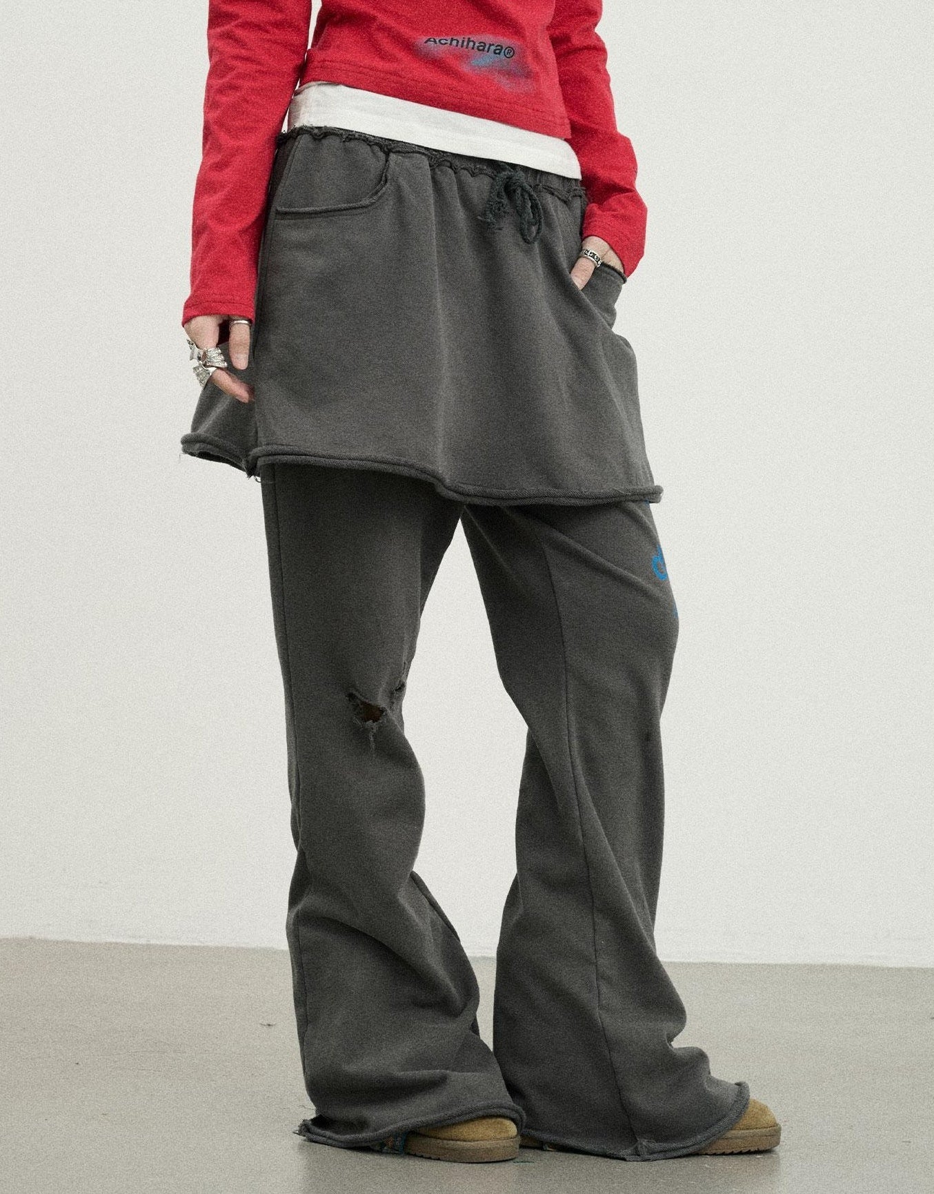 Achihara Sunday Park French Print Flared Pants