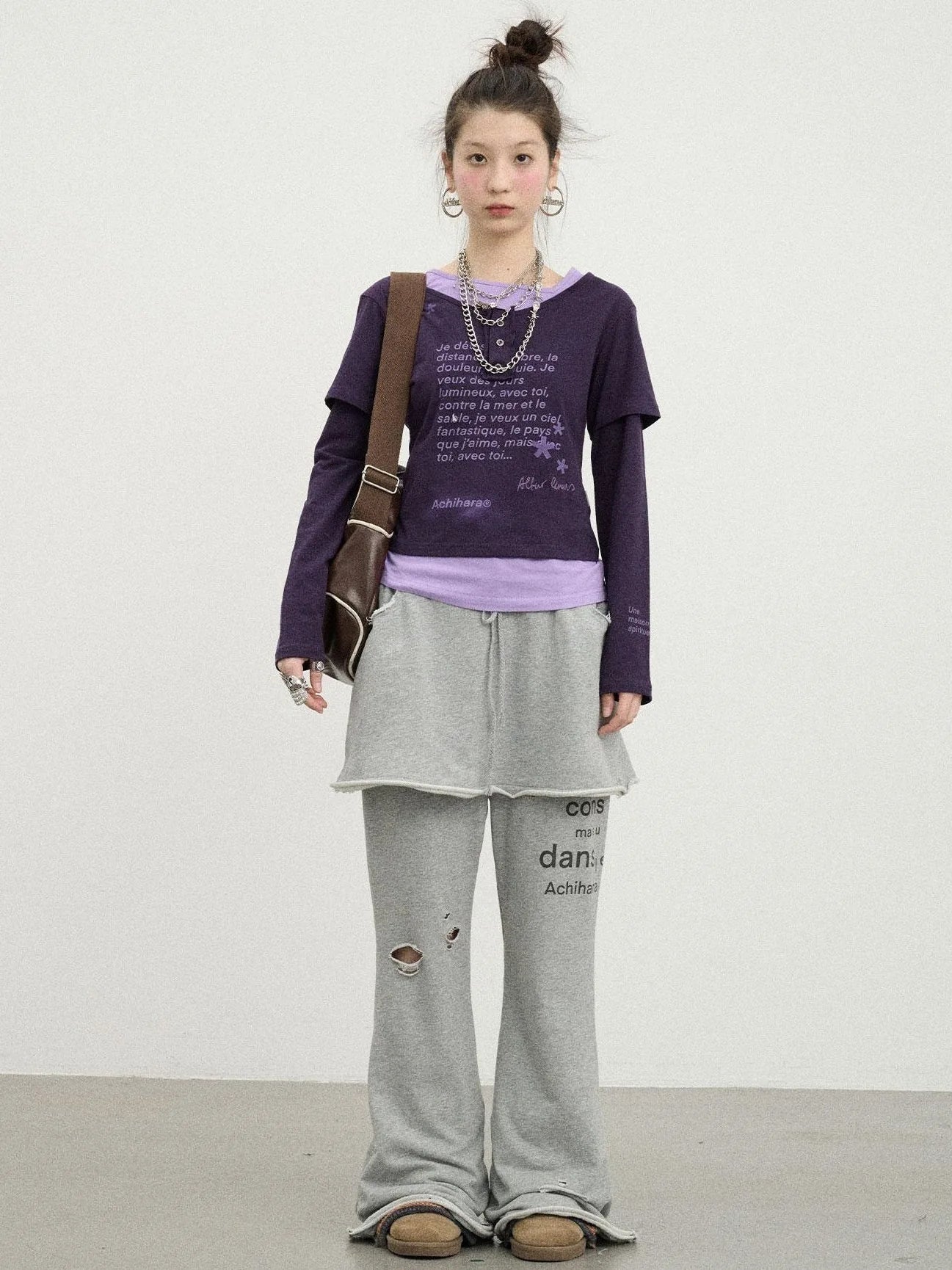 Sunday Park French Print Flared Pants