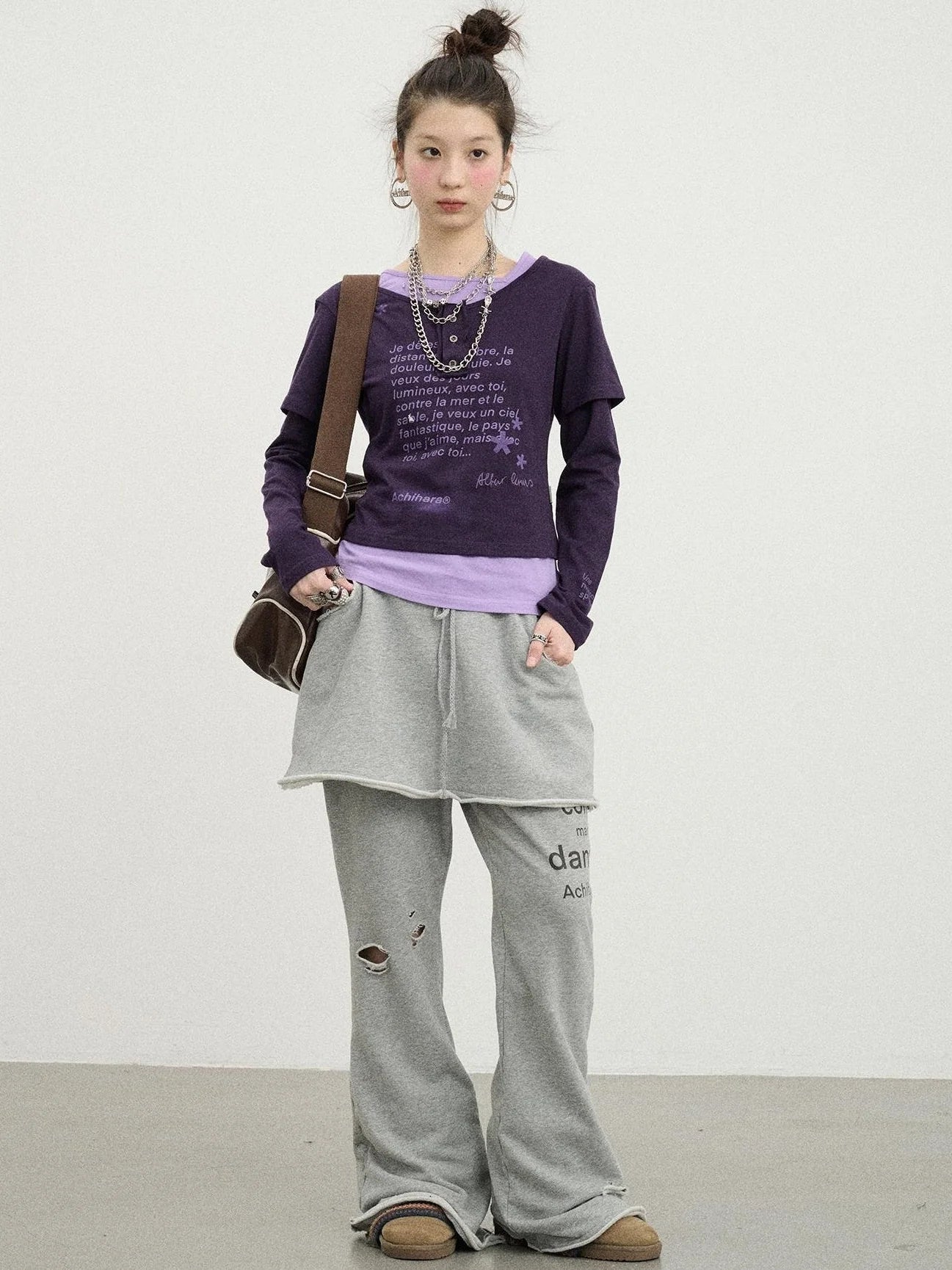 Sunday Park French Print Flared Pants