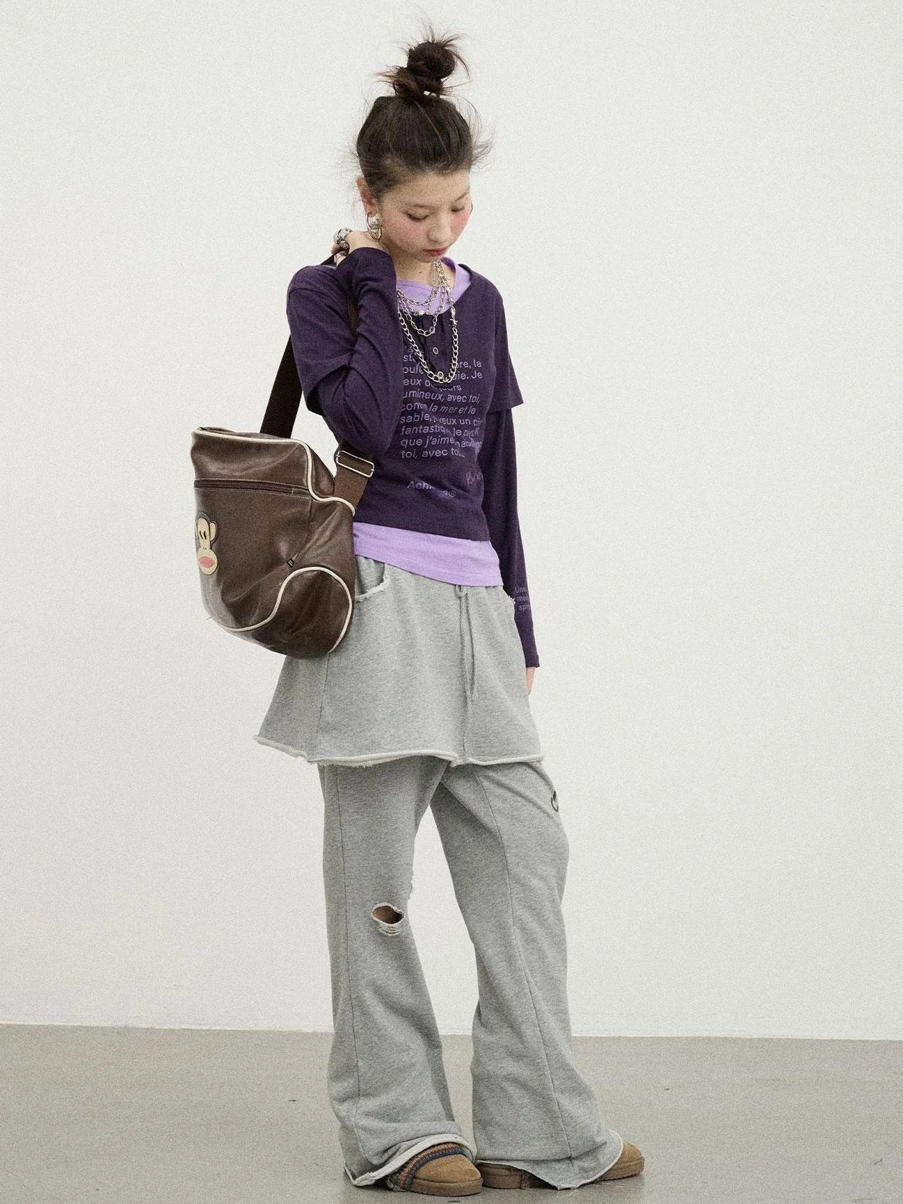 Sunday Park French Print Flared Pants