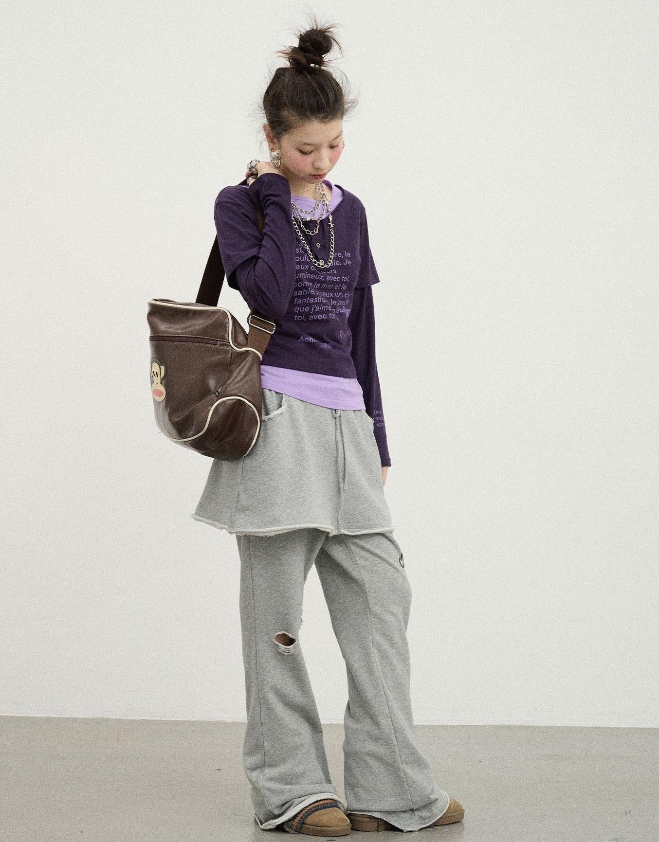 Achihara Sunday Park French Print Flared Pants