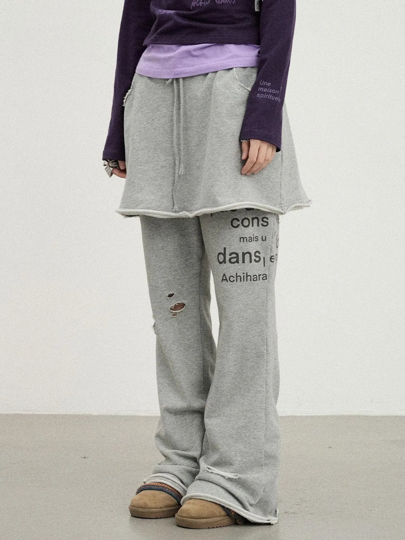 Sunday Park French Print Flared Pants