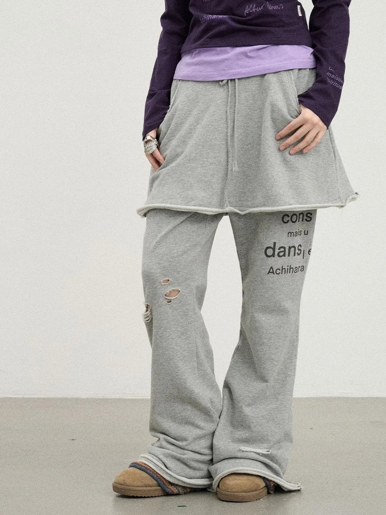 Sunday Park French Print Flared Pants