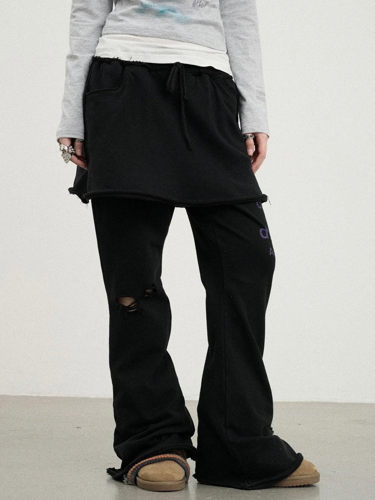 Sunday Park French Print Flared Pants