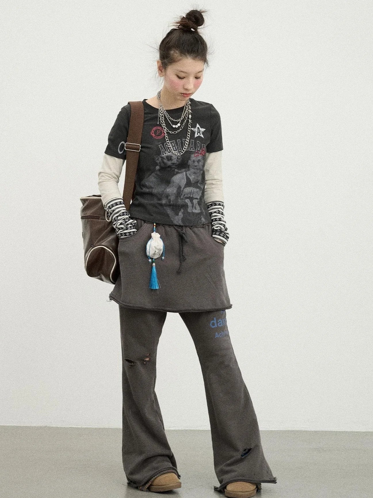 Sunday Park French Print Flared Pants