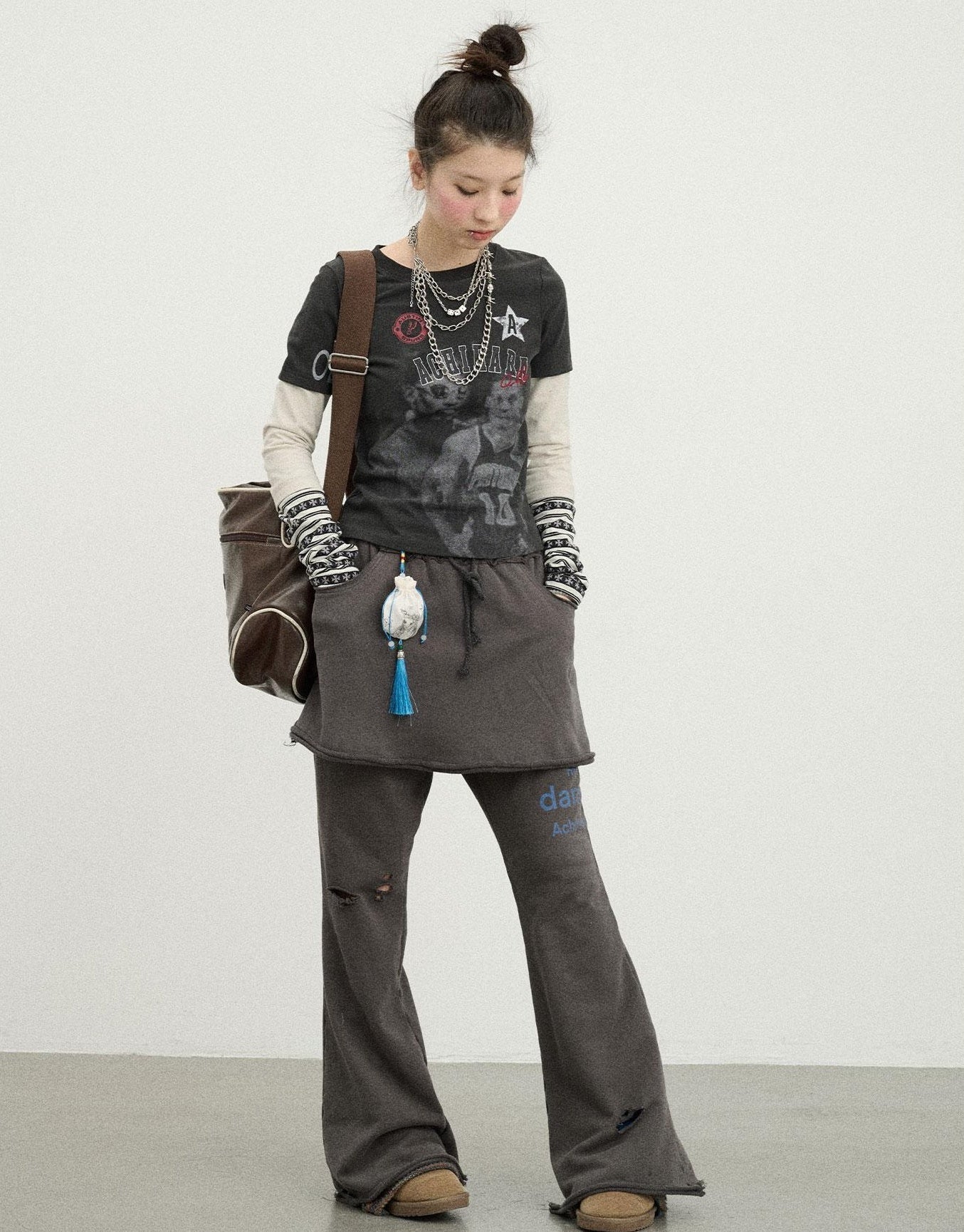 Achihara Sunday Park French Print Flared Pants