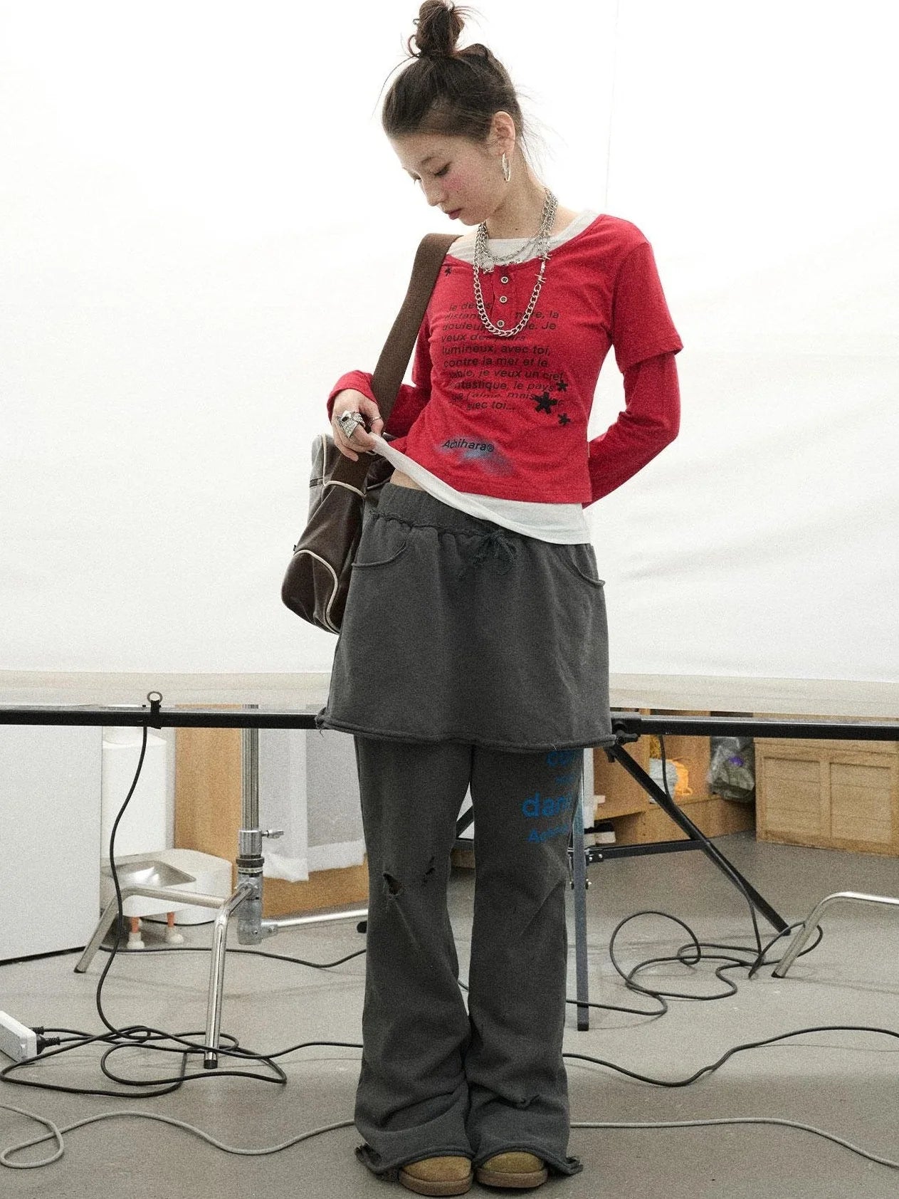 Sunday Park French Print Flared Pants
