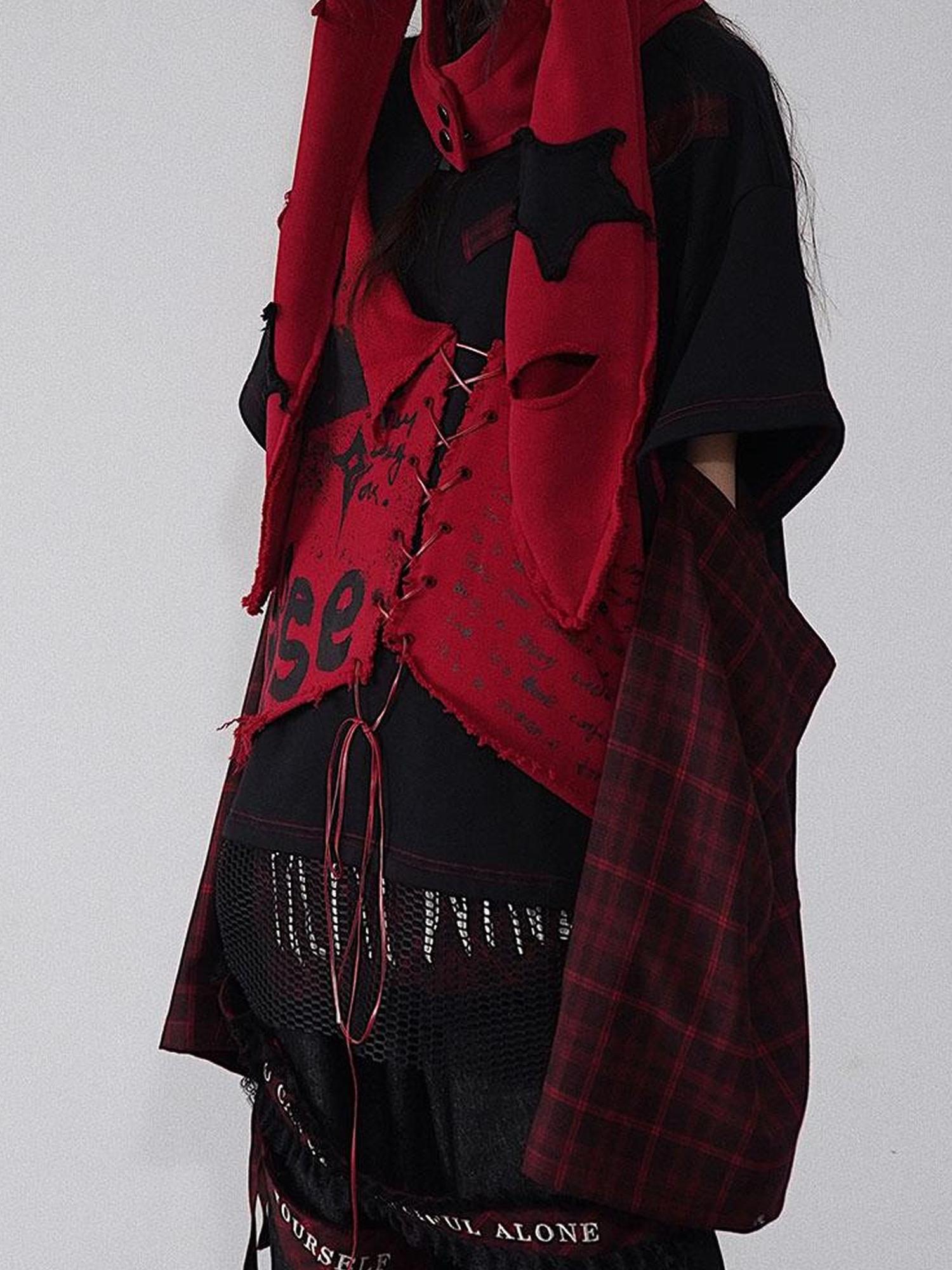 WSW WUSHENWU Surd Novel High Street Grid Patchwork Print Sportswear