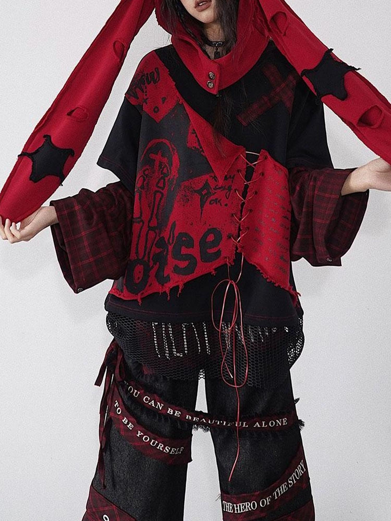 WSW WUSHENWU Surd Novel High Street Grid Patchwork Print Sportswear
