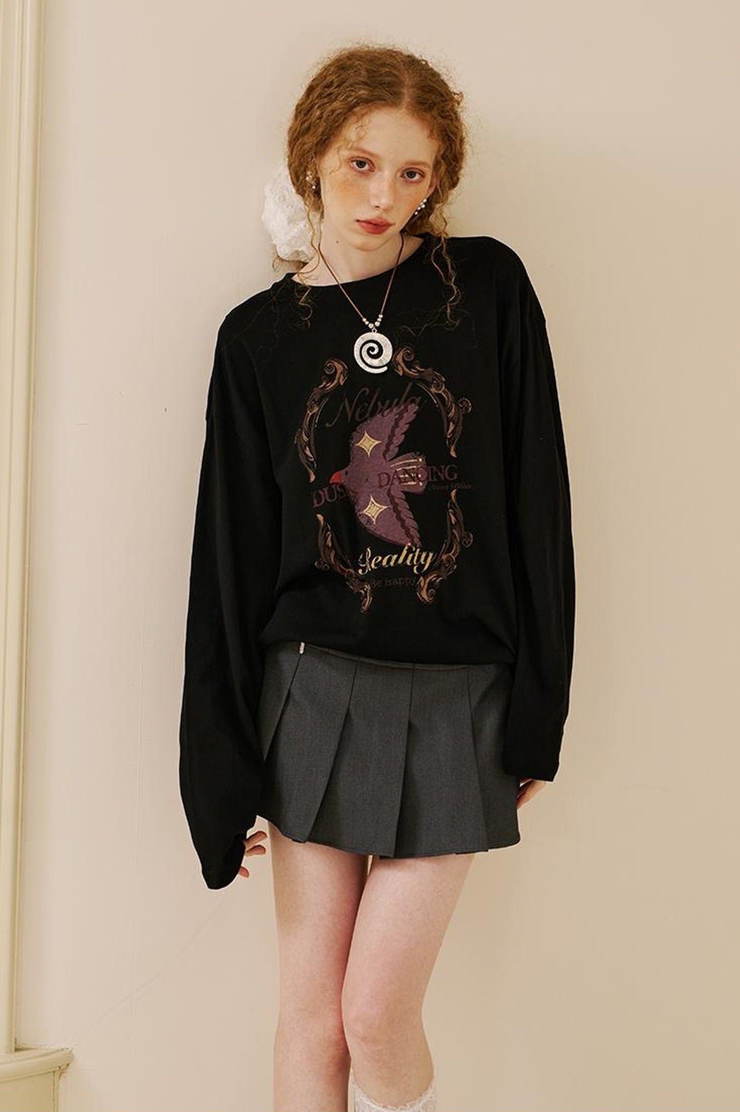DIDDI MODA Swallow Print Tee Snake Pattern Pants Set