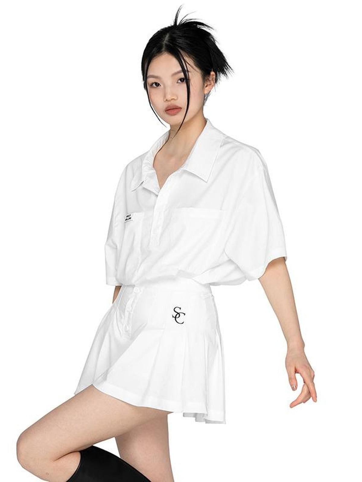 SweetChilling American Sporty Polo Collar Short Sleeve Women&