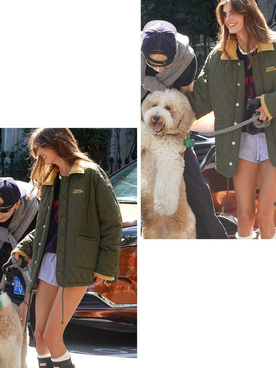 SweetChilling Army Green Quilted Vintage Cropped Women&