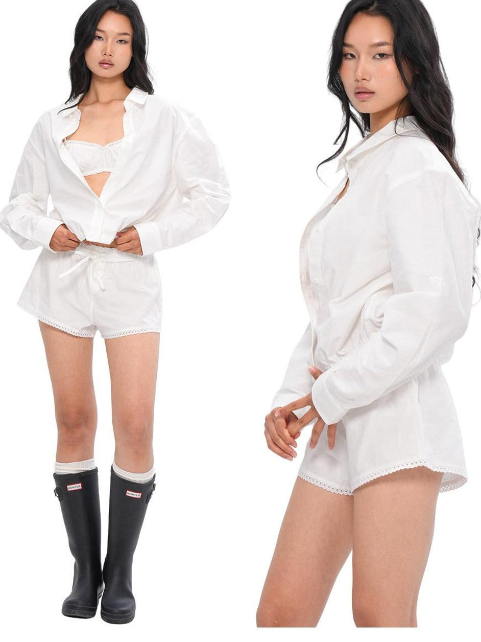 SweetChilling Blue Plaid Long Sleeve Shirt Jacket Bustier Women&