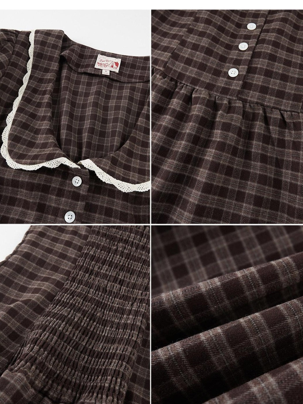 SweetChilling Brown Pastoral Collared Waist Cinch Women&