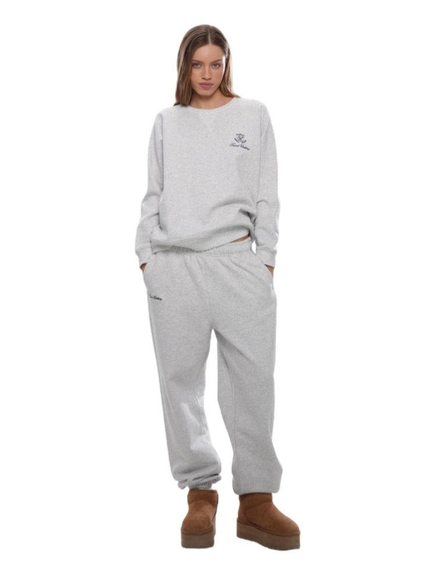 SweetChilling Casual Embroidered Logo Crewneck Pullover Women&