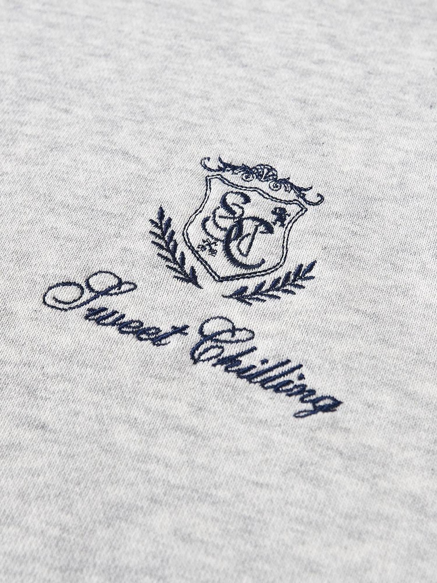 SweetChilling Casual Embroidered Logo Crewneck Pullover Women&