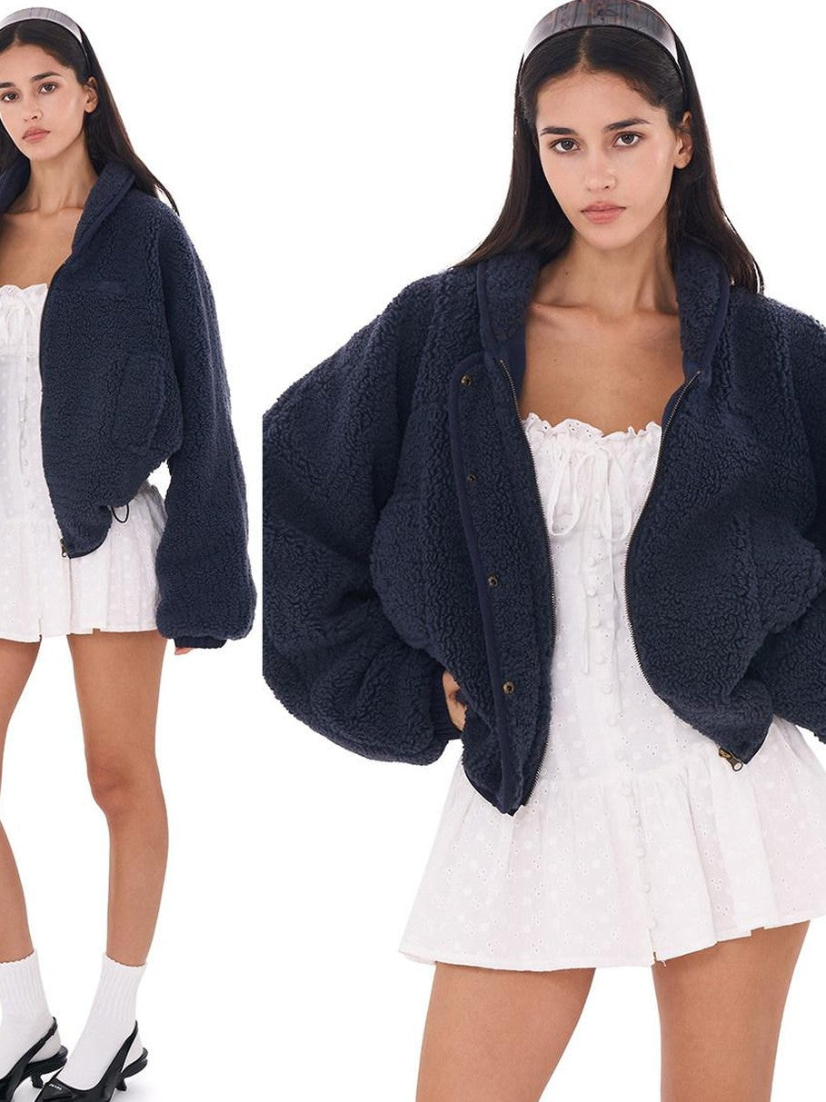 SweetChilling Casual Slouchy Cape Hooded Zipper Women&