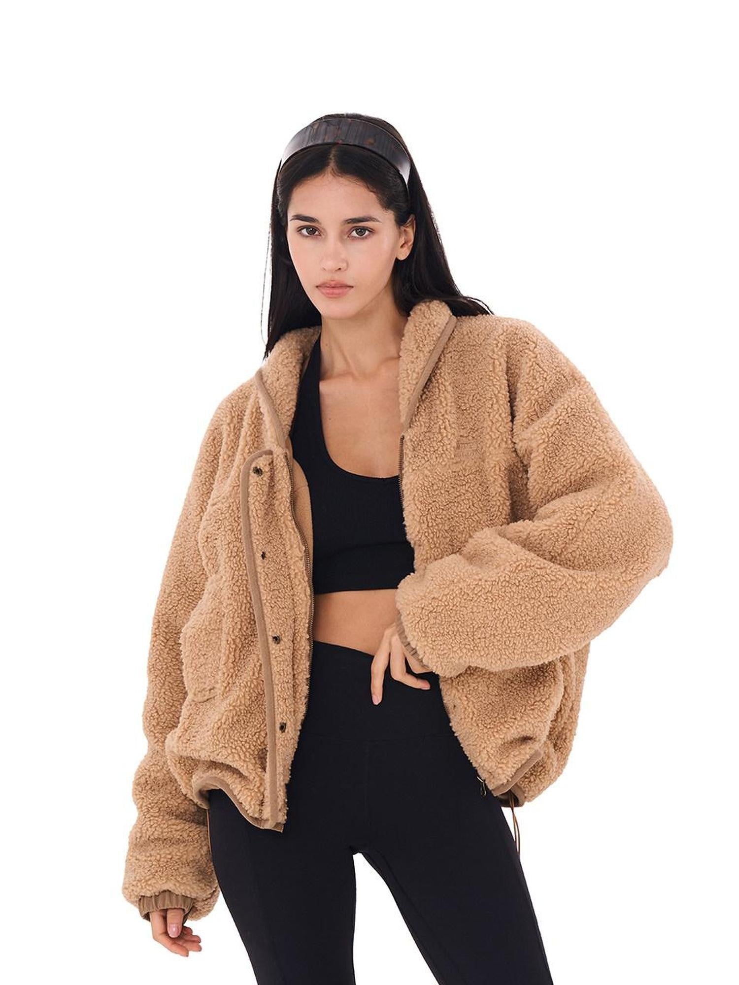 SweetChilling Casual Slouchy Cape Hooded Zipper Women&