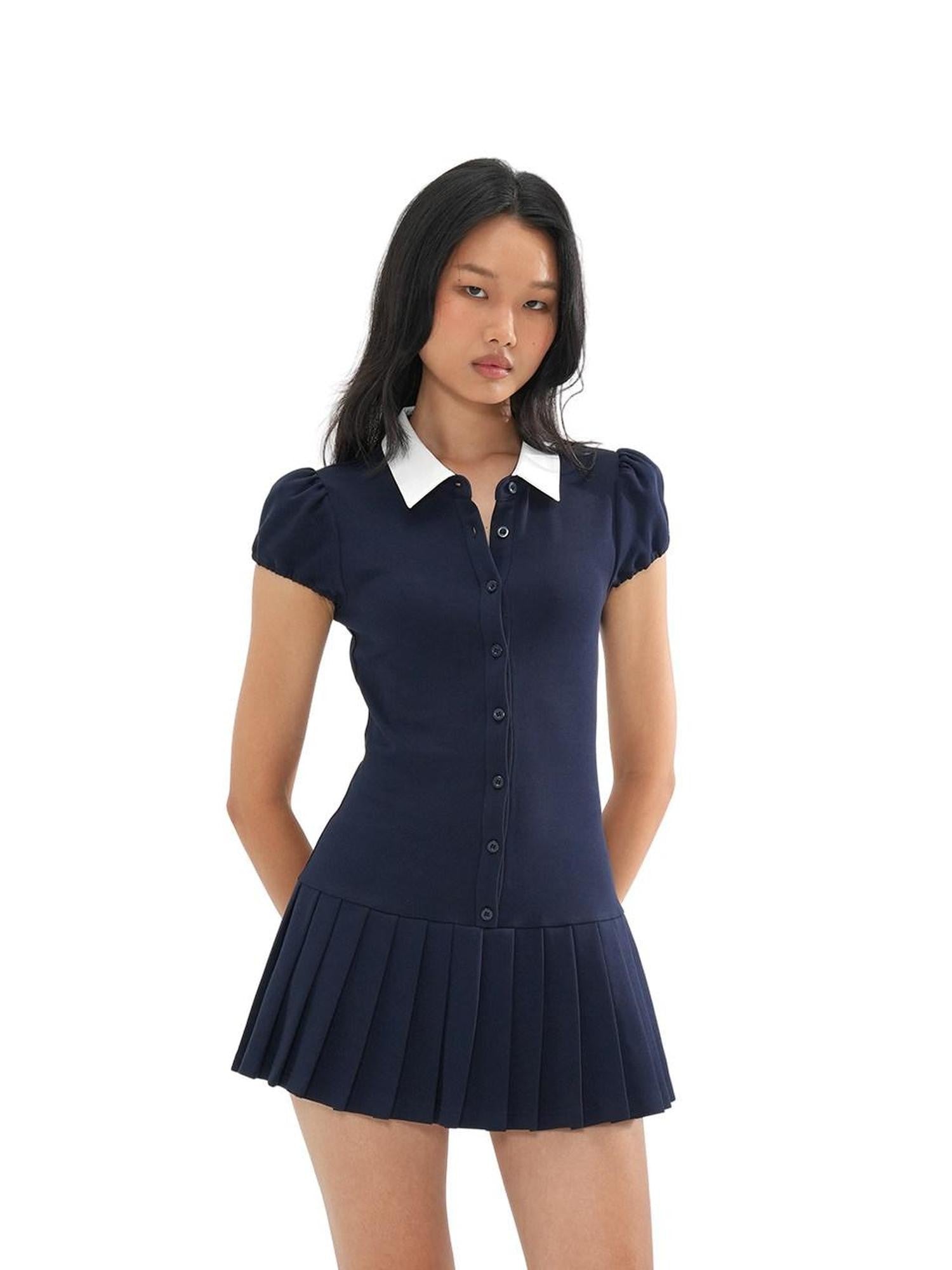 SweetChilling Clean Girl Fake Two Piece Pleated Women&
