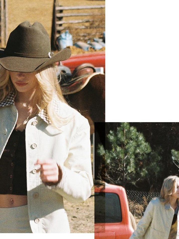 SweetChilling Cropped Patchwork Barn Style Women&