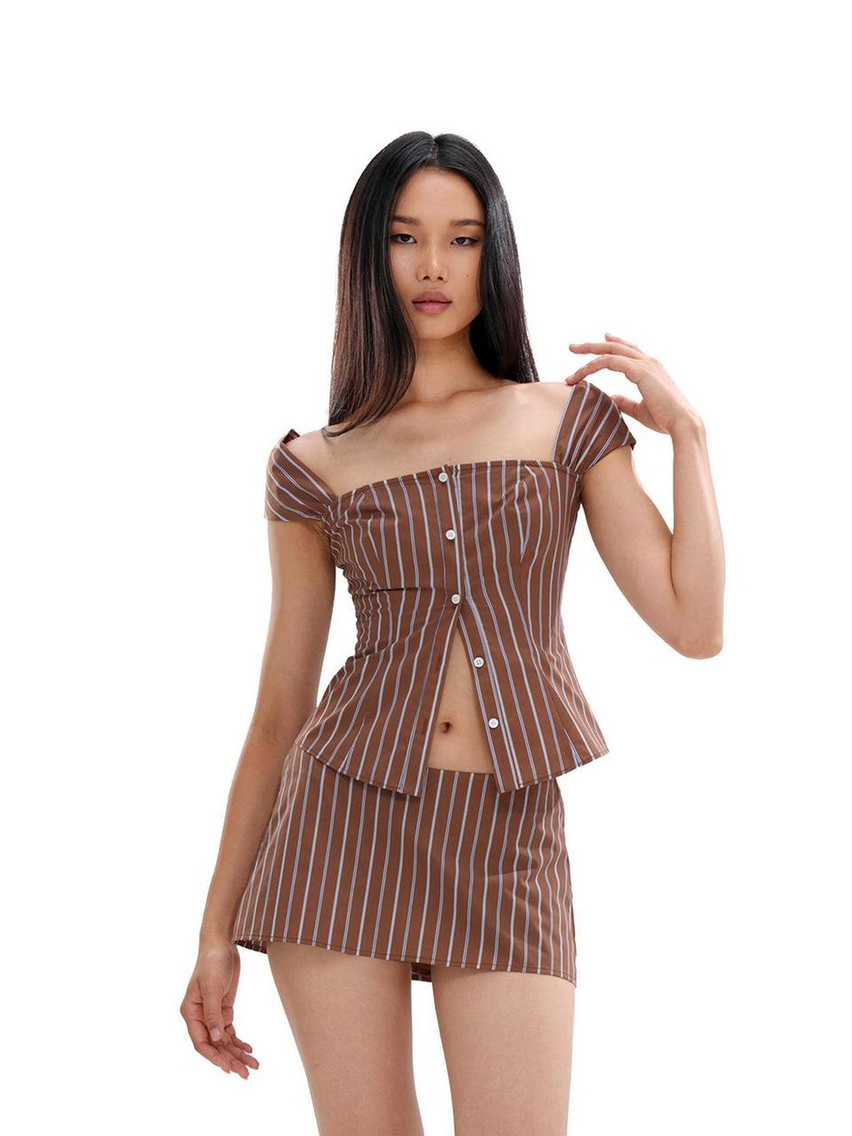 SweetChilling Cropped Shirt Style Waist Defining Cotton Blend Women&
