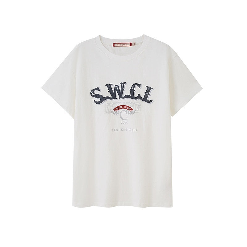 SweetChilling Distressed Print Embroidered Oversized Women&
