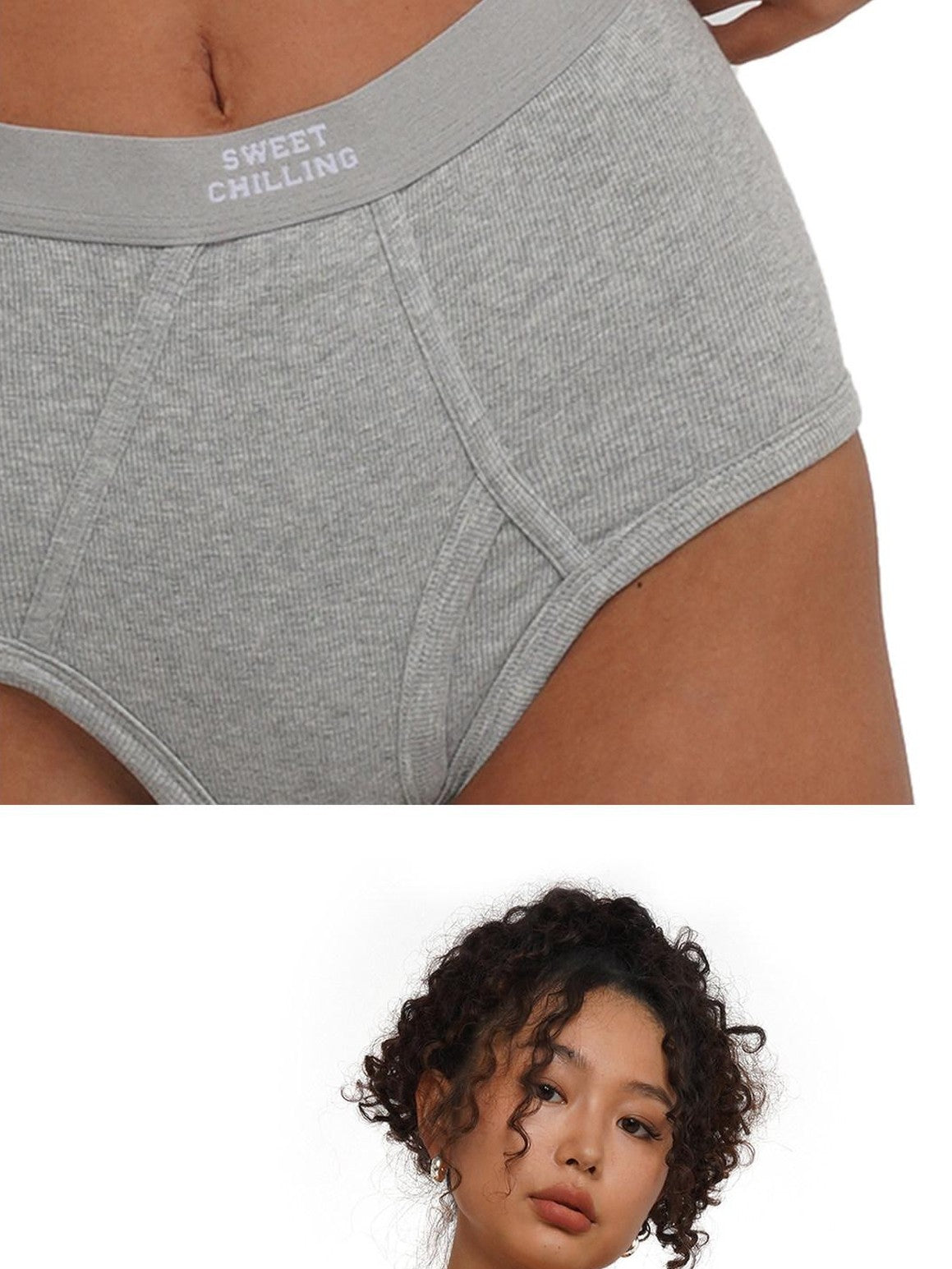 SweetChilling Embroidered Ribbed Fitted Triangle Mid Waist Women&
