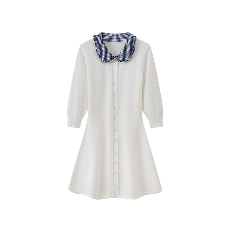 SweetChilling Farm Patchwork Knit Doll Collar Women&
