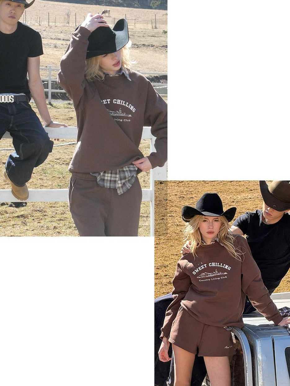 SweetChilling Farmhouse Embroidered Lettering Women&