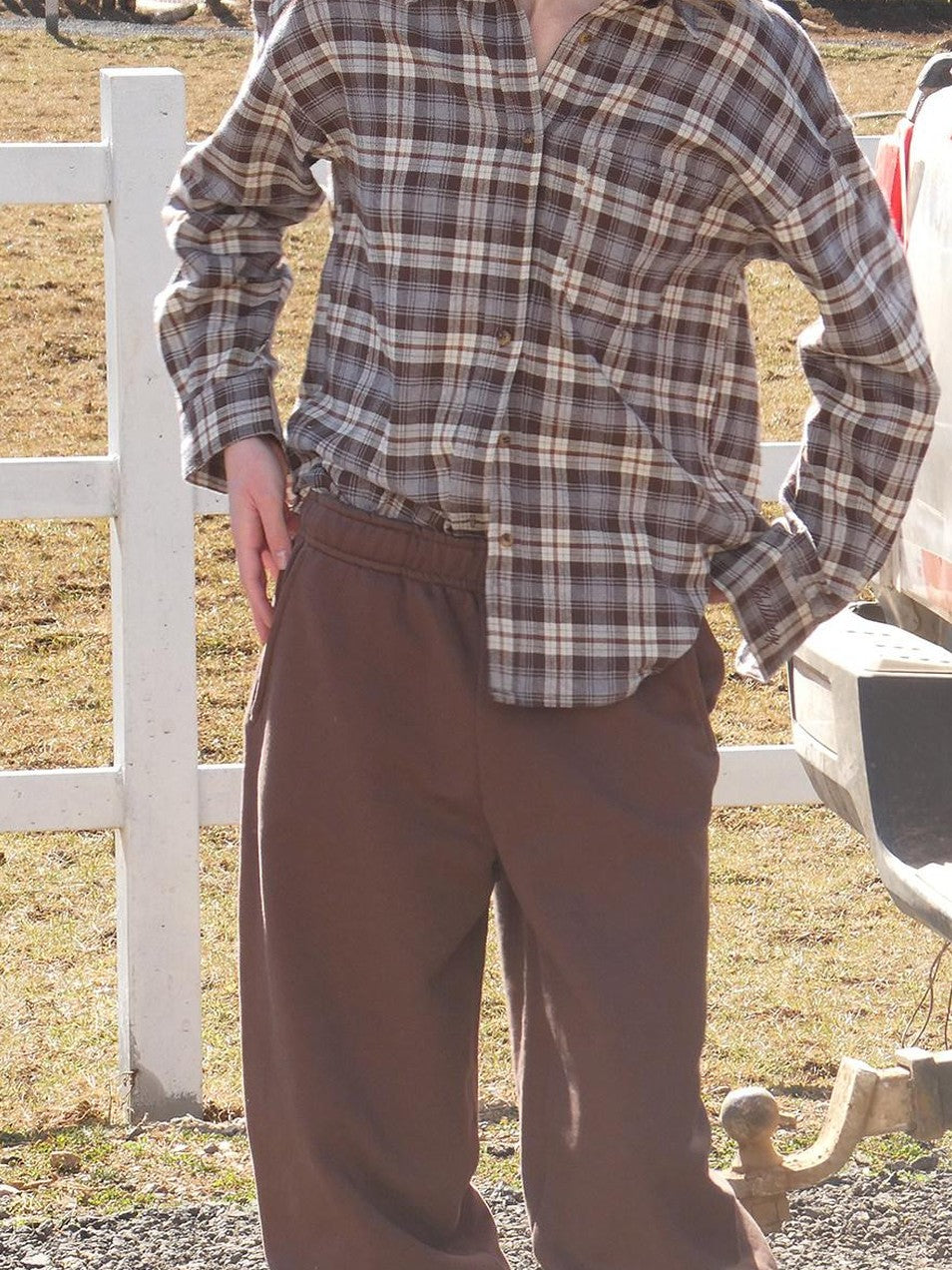 SweetChilling Farmhouse Plaid Collared Women&
