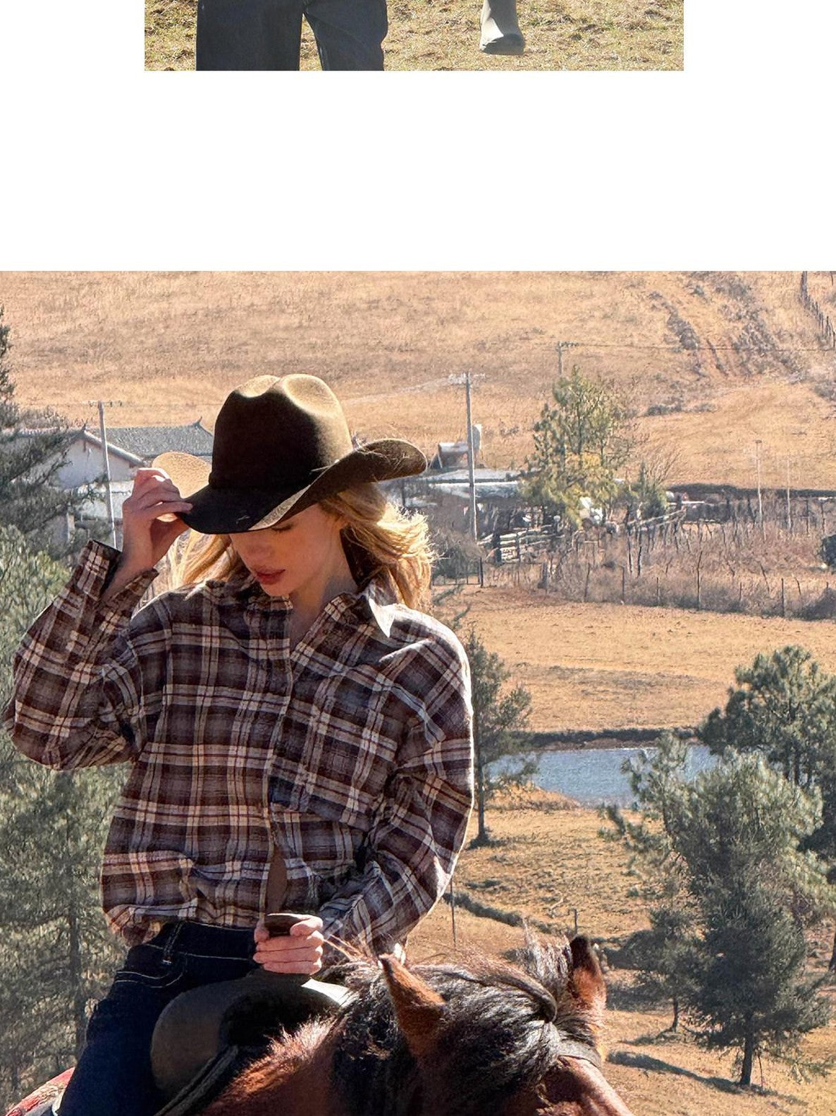 SweetChilling Farmhouse Plaid Collared Women&