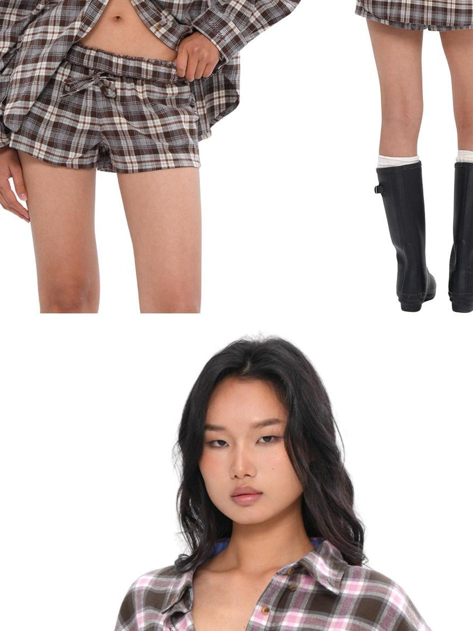 SweetChilling Farmhouse Plaid Collared Women&