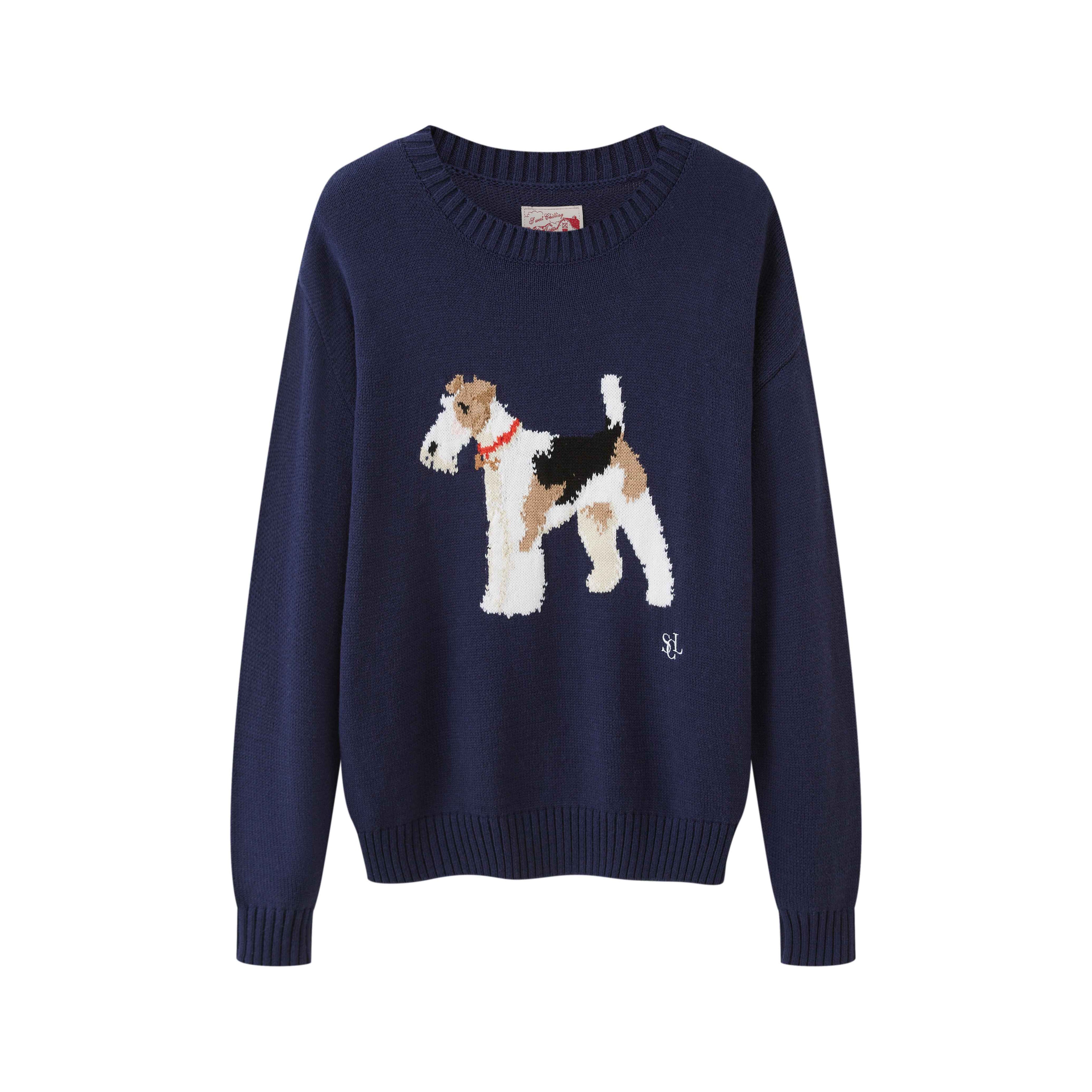 SweetChilling_Fox_Terrier_Dog_Jacquard_Lettering_Women&