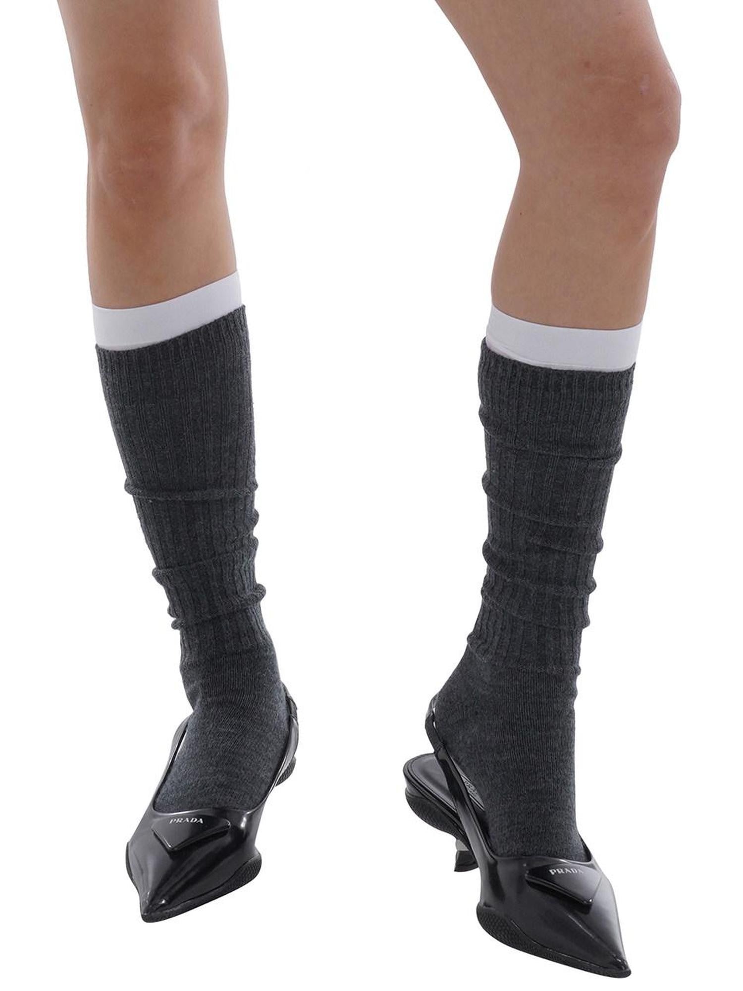 SweetChilling Gray Warm Layered Solid Mid Calf Women&