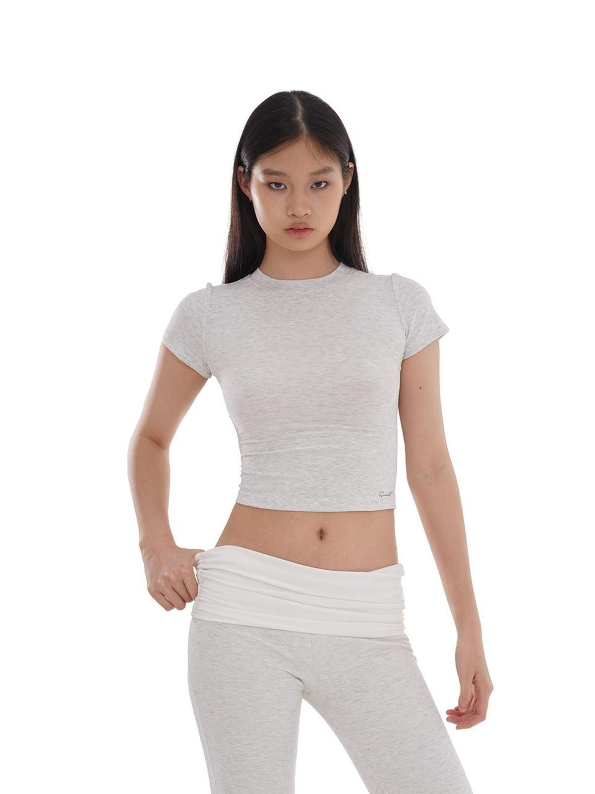 SweetChilling Heather Grey Mid Sleeve Hooded Women&