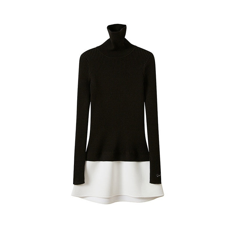 SweetChilling_High_Neck_Fitted_Knit_Splice_Faux_Two_Piece_Women&
