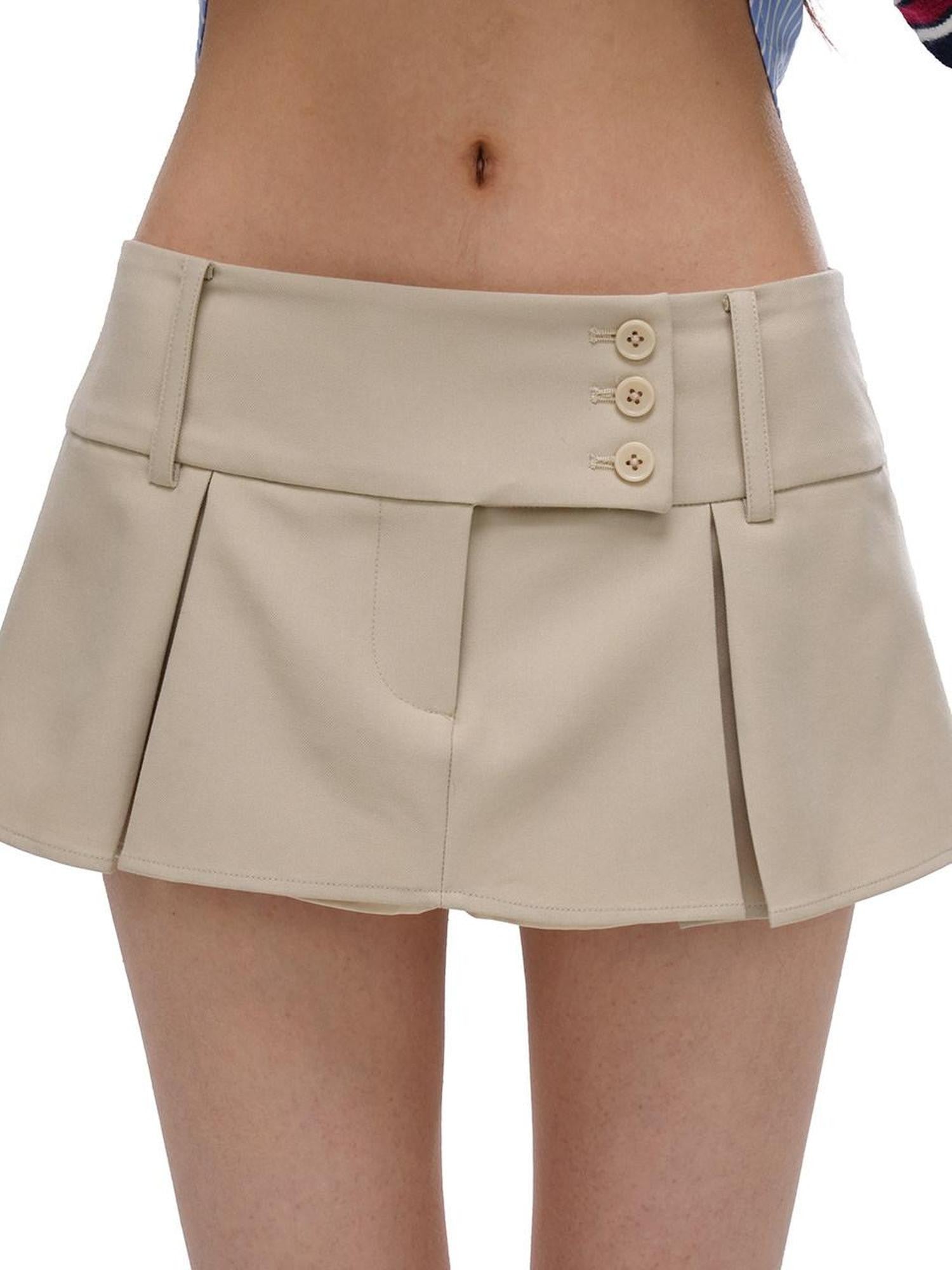 SweetChilling Khaki Casual Pressed Pleat Low Waist Women&