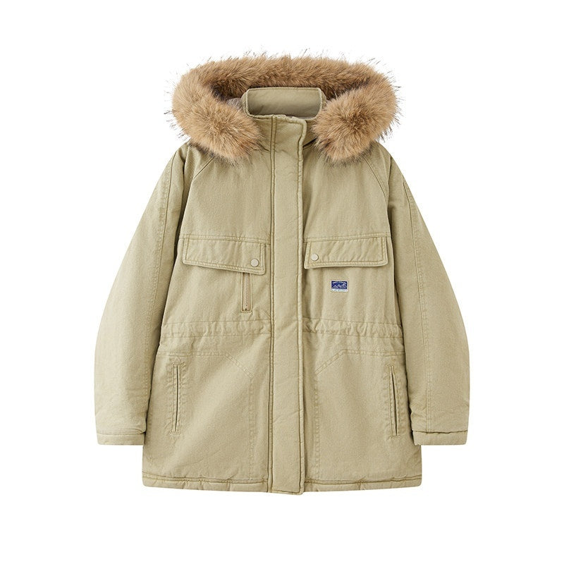 SweetChilling_Khaki_Detachable_Hood_Quilted_Vintage_Parka_Women&