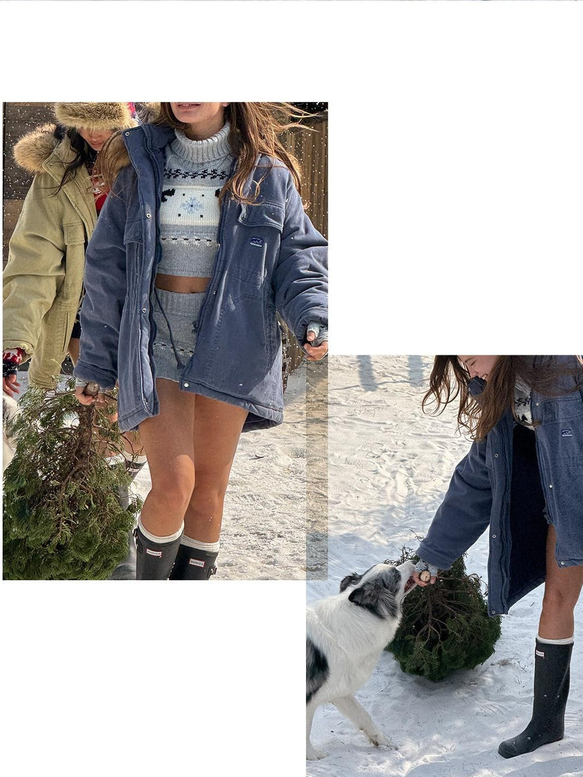 SweetChilling Khaki Detachable Hood Quilted Vintage Parka Women&