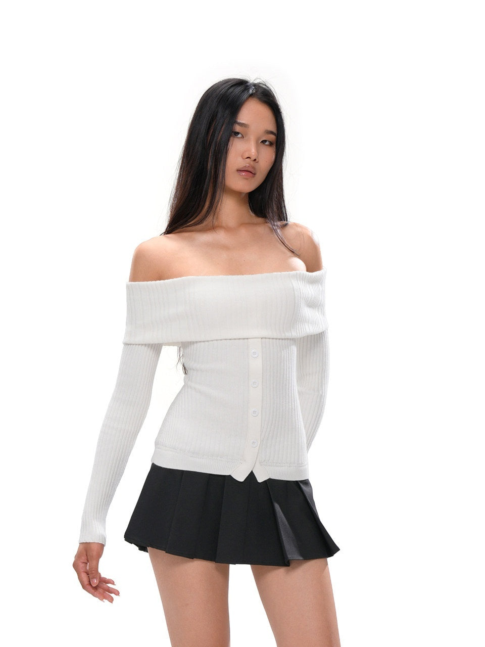 SweetChilling_Knit_Spliced_Pleated_Slim_Women&