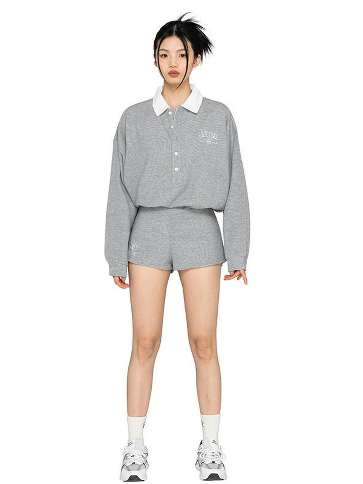 SweetChilling Loose Fit Long Sleeve Polo Women&