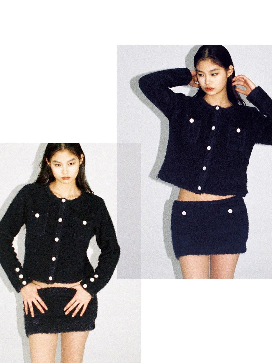 SweetChilling Navy Contrast Button Boucle Cardigan Women&